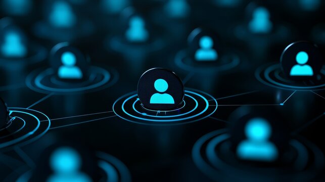 Luminous blue network on dark background, a visual representation of data and technology