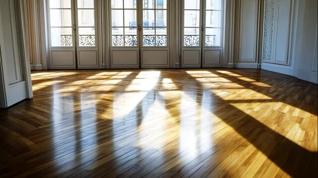 Sunlit Hardwood Floor Interior Room Design