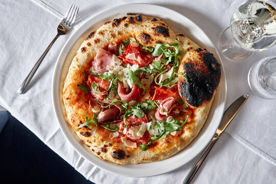 Pizza In Fine Dining Restaurant.