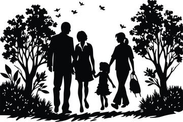 Black silhouette of family