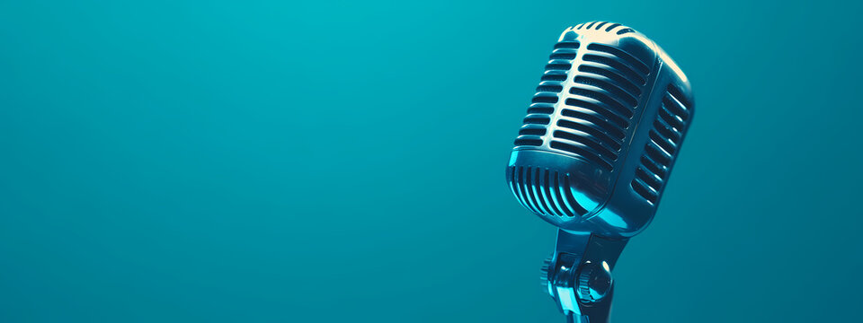 Retro Microphone Icon: Capturing a vintage aesthetic, this image showcases a classic microphone with a unique artistic color that is perfect for conveying messages of music and communication.