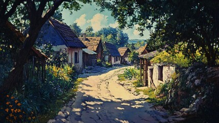 Scenic Views of a Charming Summer Village Landscape for Vacation Rental Promotions