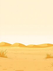 Fototapeta premium Abstract desert illustration with waving dunes and sparse desert vegetation