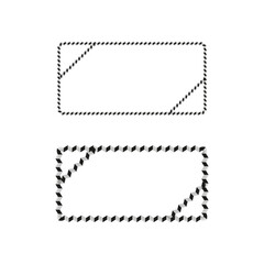 Envelope outline. Geometric mail shape. Abstract postal symbol. Black white design.