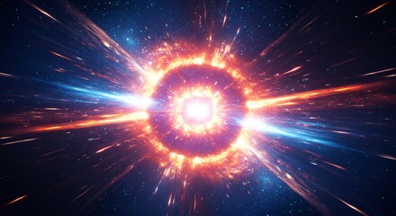 Fototapeta premium Fiery cosmic explosion radiates intense light. AI Generated