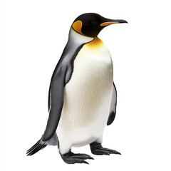 Fototapeta premium Penguin standing on white background, looking calm and serene