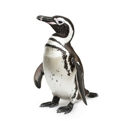 Fototapeta premium Penguin standing on white background, looking curious