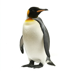 Fototapeta premium Penguin standing on white background, looking calm and serene