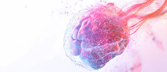 Abstract Brain Illustration: An abstract and visually striking illustration of the human brain, rendered with a combination of colors and textures.