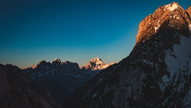 Rocky mount in sunset light.