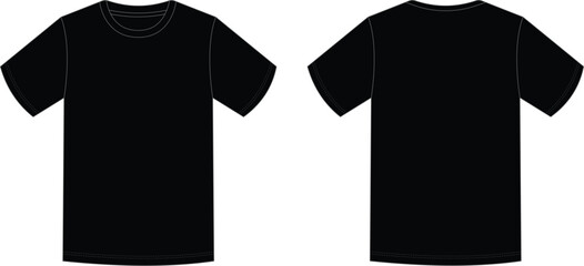 Black Blank T-Shirt Template – Apparel Mockup (Front & Back View)