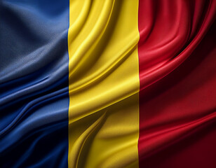 Fototapeta premium Waving Romania National Flag Illustration in close up, part 1