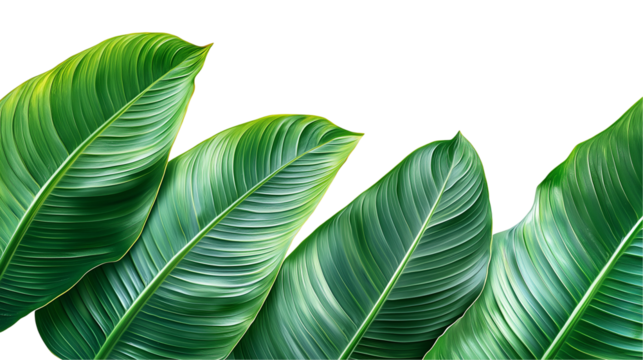 Vibrant Tropical Leaf Art Print with Lush Green Hues and Contemporary Flair isolated on transparent background 