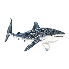 Fototapeta premium Whale shark illustration on white background, showcasing its unique patterns