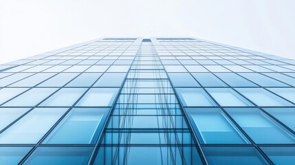 Fototapeta premium Modern Glass Skyscraper Architecture with A Low Angle View