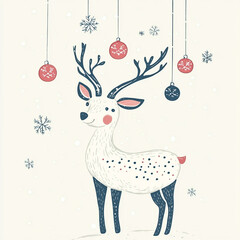 A cartoon deer with a red and blue head