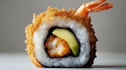 Crispy Tempura Shrimp Sushi Roll with Avocado