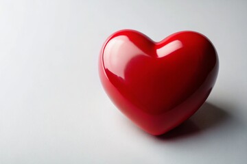 Obraz premium Red Heart on White Background: Minimalist Valentine's Day Stock Photo
