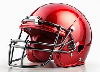 Fototapeta premium Red Racing Helmet Isolated, Professional Sports Headgear, Motorsports Equipment, Safety Gear Photography