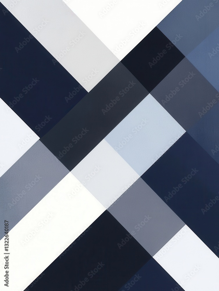 Poster Structured geometric background featuring clean angular shapes in shades of navy blue, gray, and white for modern design purposes