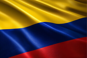 Obraz premium Waving Colombian National Flag Illustration in close up, part 3