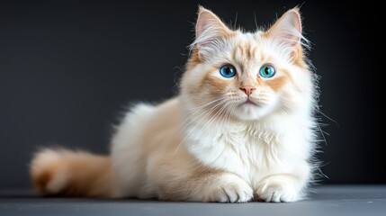 A stunning white cat with one blue eye and one green eye poses majestically against a pitch black background, showcasing its unique and captivating heterochromatic gaze.