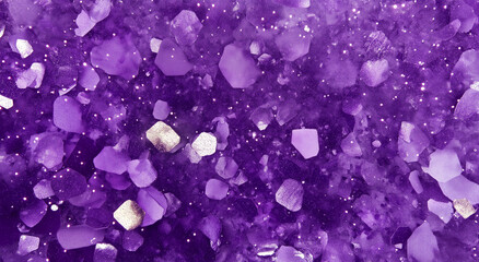 A wide-angle view of a purple watercolor texture featuring sparkling glitter, creating a vivid and artistic effect with an expansive appearance