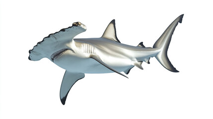 Fototapeta premium Hammerhead shark swimming isolated on white background