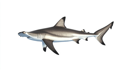 Naklejka premium Hammerhead shark swimming isolated on white background