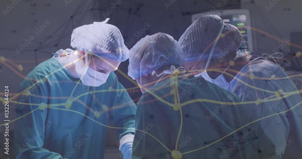 Poster animation of surgeons in operation with network connections in school setting