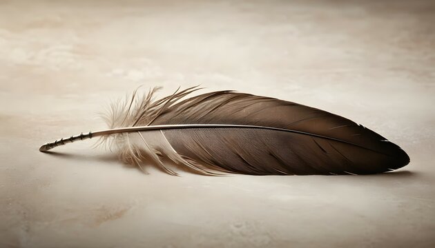 Close Up Feather on Textured Background with a Sepia Tone, Soft Lighting - Powered by Adobe