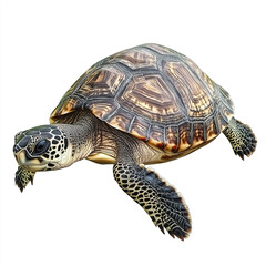 Obraz premium Turtle isolated on white background with detailed shell pattern