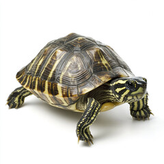 Obraz premium Turtle isolated on white background, showcasing its detailed shell