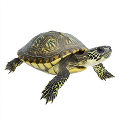 Obraz premium Turtle isolated on white background, showcasing detailed shell pattern