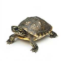 Obraz premium Turtle isolated on white background, showcasing detailed shell pattern