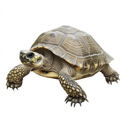 Obraz premium Turtle isolated on white background, showcasing detailed shell texture