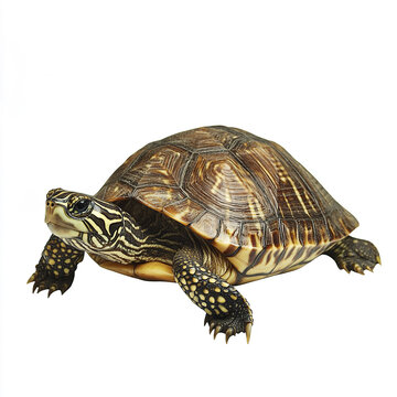 Turtle isolated on white background with detailed shell pattern