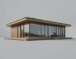 Fototapeta premium Timber Living – Stunning Wooden House Illustrations for Sustainable Architecture & Nature Retreats
