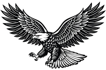 Bald Eagle Silhouette vector style lack and white flat vector art of a bald eagle
