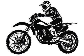 motocross riders Black and White Vector Illustration
