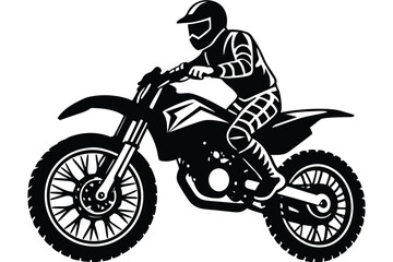 motocross riders Black and White Vector Illustration