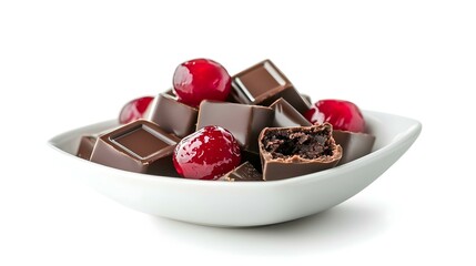 Chocolate or devils cake slice with maraschino