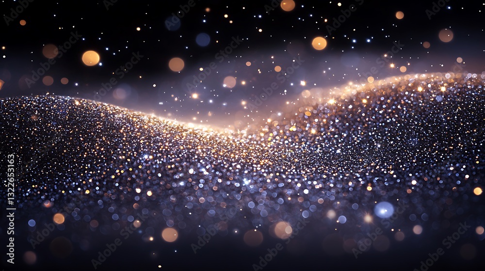 Wall mural glowing particles create a beautiful flowing wave pattern in space