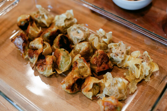 Glass Dish of Homemade Dumplings 