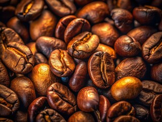 Obraz premium Surreal Close-Up of Roasted Coffee Beans: Dark, Rich, and Textured Background