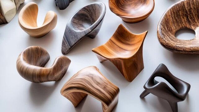 Collection of Exquisite Wooden Sculptures and Furniture