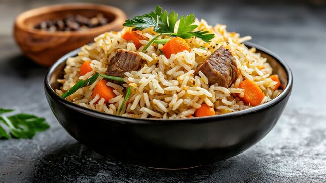 Uzbek pilaf is a fragrant and flavorful dish made with tender lamb, carrots, onions, and aromatic spices like cumin and coriander, all mixed with fluffy and perfectly cooked long grain rice.