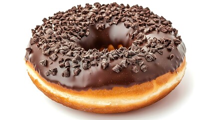 donut with chocolate frosted isolated on white