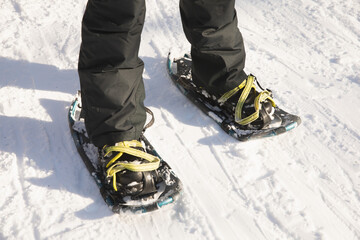 snowshoeing in winter on snow 