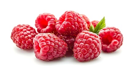 group of fresh raspberry isolated on white